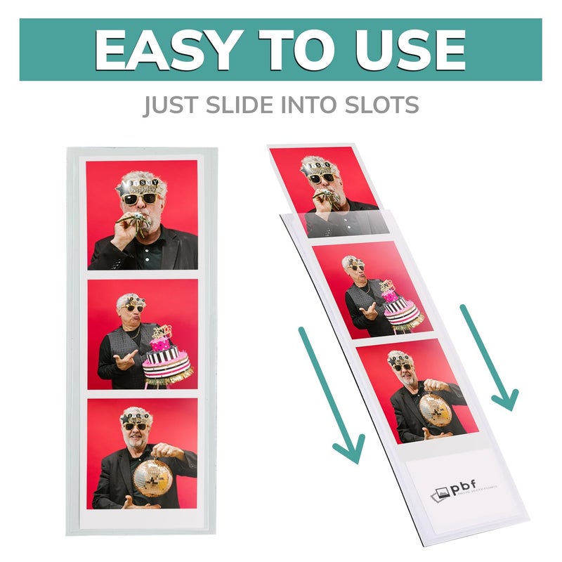 pbf PHOTO BOOTH FRAMES 2x6 Magnetic Picture Frames for Refrigerator | 2 x 6 Clear Magnetic Vinyl Frames for Photo Strips for Fridge (100-Pack) - Image 5